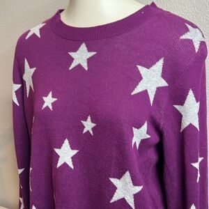 Lane Bryant Purple Star Print Sweater - Size 14/16